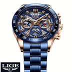 LIGE Luxury Chronograph Watch for Men – Waterproof Stainless Steel Business Quartz Watch