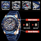 LIGE Luxury Chronograph Watch for Men – Waterproof Stainless Steel Business Quartz Watch