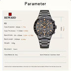 REWARD Phantom Chronograph – Luxury Black Stainless Steel Men's Watch