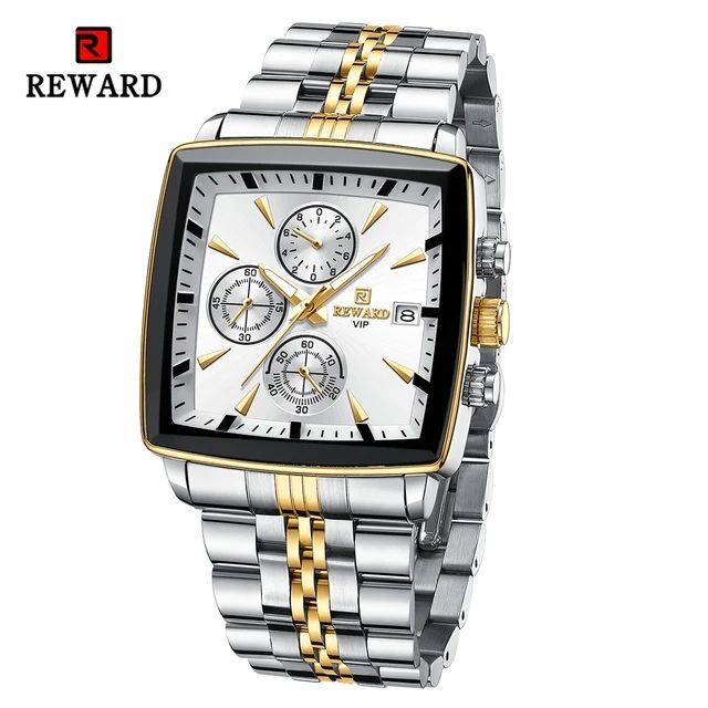 REWARD Royal Chronograph – Gold & Steel Square Watch