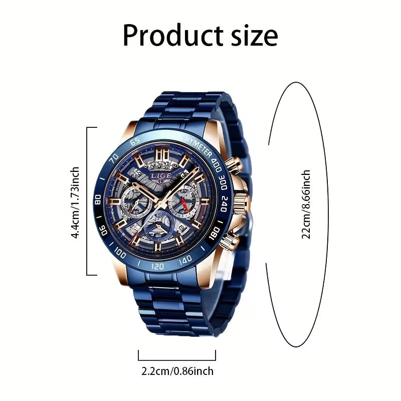 LIGE Luxury Chronograph Watch for Men – Waterproof Stainless Steel Business Quartz Watch